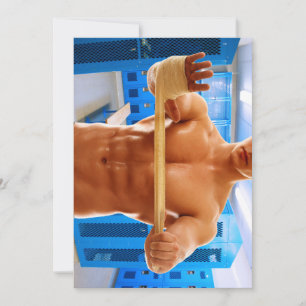 SlipperyJoe's shirtless muscular man abs chest sho Holiday Card