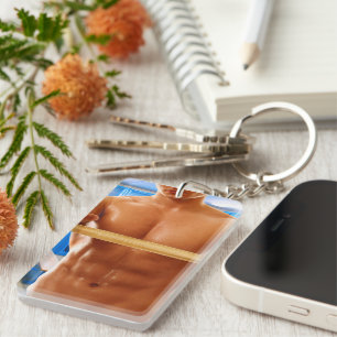 SlipperyJoe's shirtless muscular man abs chest sho Keychain