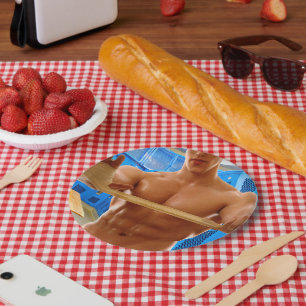 SlipperyJoe's shirtless muscular man abs chest sho Paper Plate
