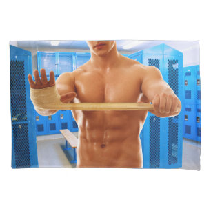 SlipperyJoe's shirtless muscular man abs chest sho Pillowcase