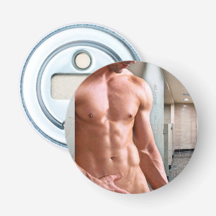 SlipperyJoe's shirtless muscular man torso sixpack Bottle Opener