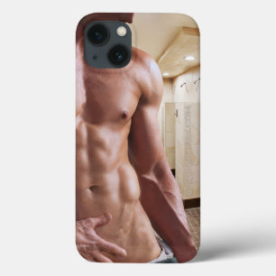 SlipperyJoe's shirtless muscular man torso sixpack iPhone 13 Case