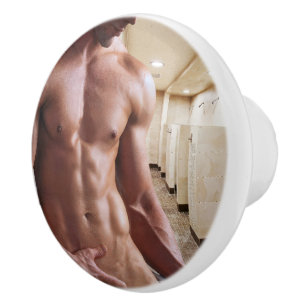 SlipperyJoe's shirtless muscular man torso sixpack Ceramic Knob