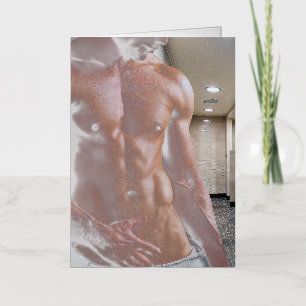 SlipperyJoe's shirtless muscular man torso sixpack Foil Holiday Card