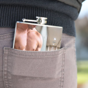 SlipperyJoe's shirtless muscular man torso sixpack Hip Flask