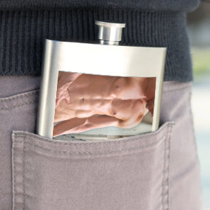 SlipperyJoe's shirtless muscular man torso sixpack Hip Flask