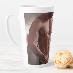 SlipperyJoe's shirtless muscular man torso sixpack Latte Mug