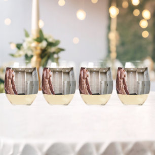 SlipperyJoe's shirtless muscular man torso sixpack Stemless Wine Glass