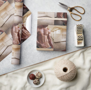 SlipperyJoe's shirtless muscular man torso sixpack Wrapping Paper