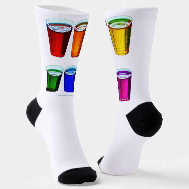 SlipperyJoe's shot glasses liquid pride colours ce Socks (Angled)