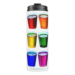 SlipperyJoe's shot glasses six cups arranged horiz