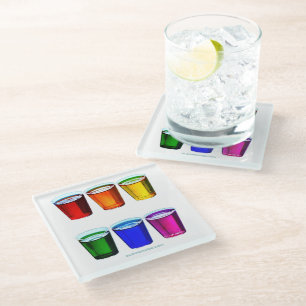 SlipperyJoe's shot glasses six cups arranged horiz Glass Coaster