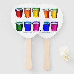 SlipperyJoe's shot glasses six cups arranged horiz Hand Fan