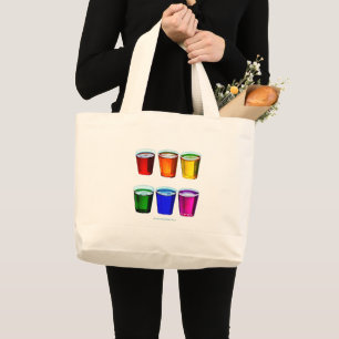 SlipperyJoe's shot glasses six cups arranged horiz Large Tote Bag