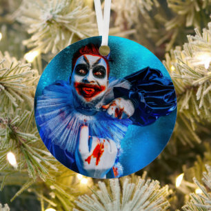 SlipperyJoe's sinister Halloween clown figure smea Metal Ornament