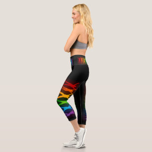 Slipperyjoe's six standing silhouettes arms raised capri leggings