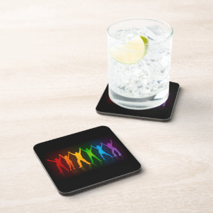 Slipperyjoe's six standing silhouettes arms raised coaster