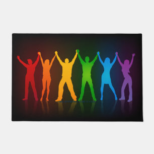 Slipperyjoe's six standing silhouettes arms raised doormat