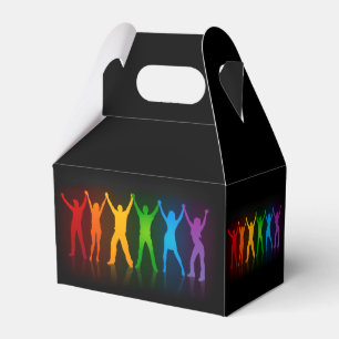 Slipperyjoe's six standing silhouettes arms raised favor box