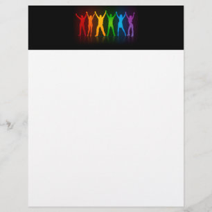 Slipperyjoe's six standing silhouettes arms raised letterhead