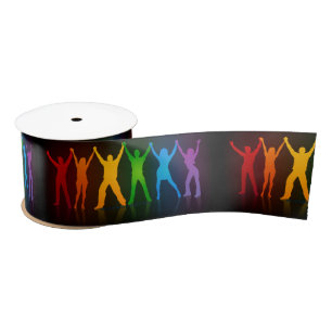 Slipperyjoe's six standing silhouettes arms raised satin ribbon