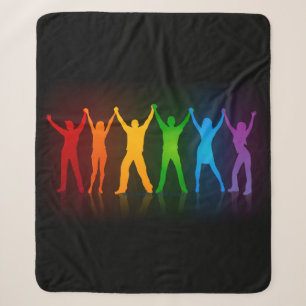 Slipperyjoe's six standing silhouettes arms raised sherpa blanket