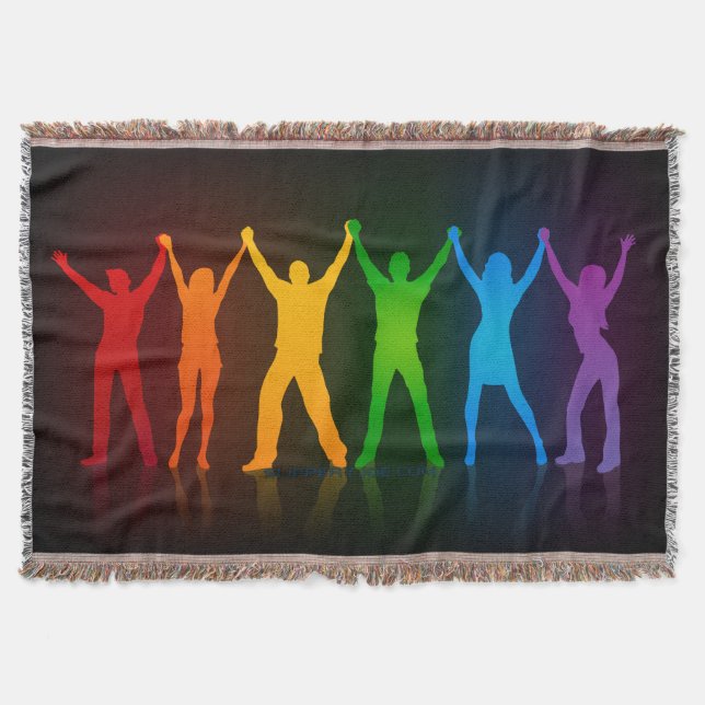 Slipperyjoe's six standing silhouettes arms raised throw blanket (Front)