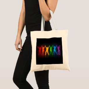 Slipperyjoe's six standing silhouettes arms raised tote bag