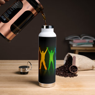 Slipperyjoe's six standing silhouettes arms raised water bottle
