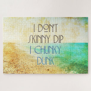 SlipperyJoe's Skinny Dip beach water vintage Chunk Jigsaw Puzzle