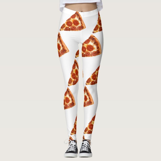 SlipperyJoe's Sliced Pizza pepperoni cheese delici Leggings (Front)
