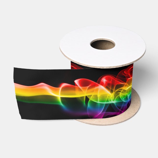 SlipperyJoe's smoke vivid rainbow-colors celebrate Satin Ribbon (Spool)