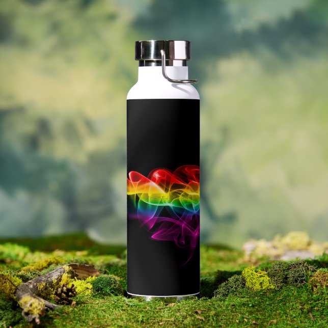 SlipperyJoe's smoke vivid rainbow-colors celebrate Water Bottle (Outdoor)