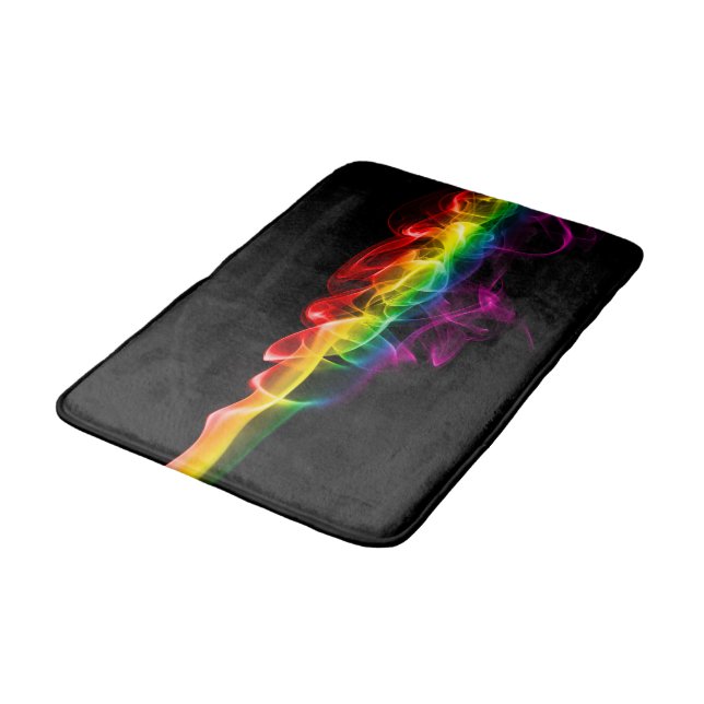 SlipperyJoe's smoke vivid rainbow-colours celebrat Bath Mat (Angled)