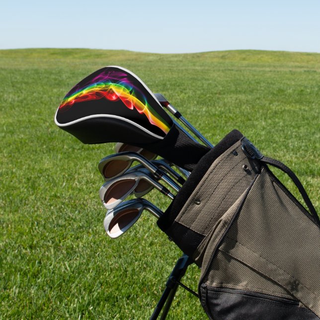 SlipperyJoe's smoke vivid rainbow-colours celebrat Golf Head Cover (In Situ)