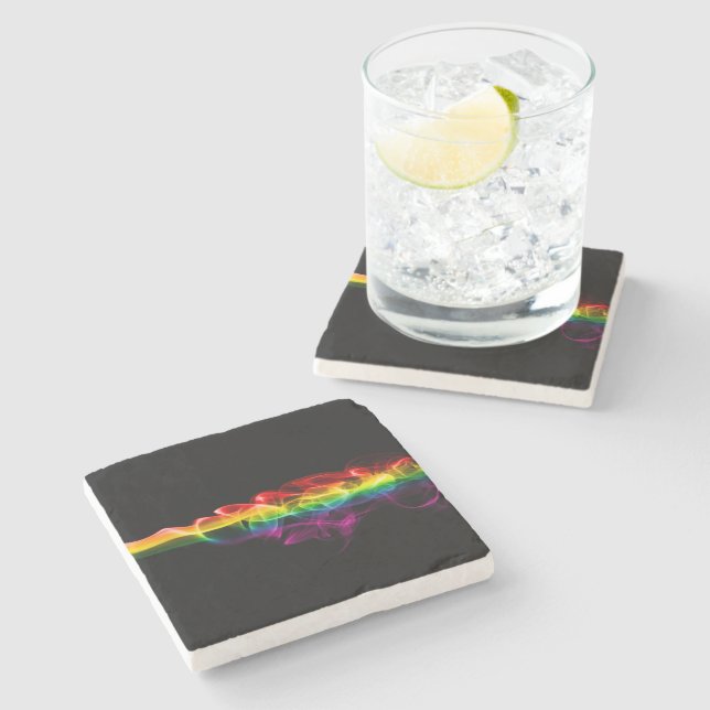 SlipperyJoe's smoke vivid rainbow-colours celebrat Stone Coaster (Side)