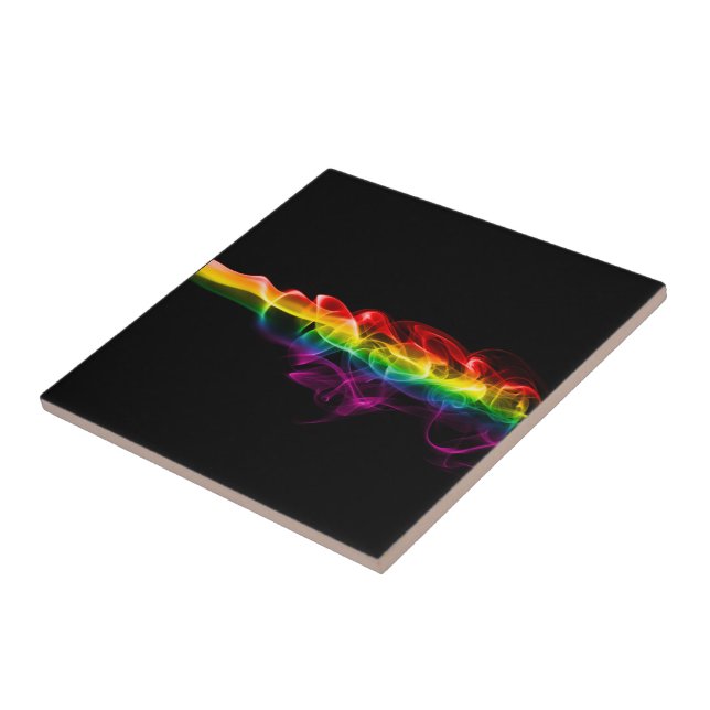 SlipperyJoe's smoke vivid rainbow-colours celebrat Tile (Side)