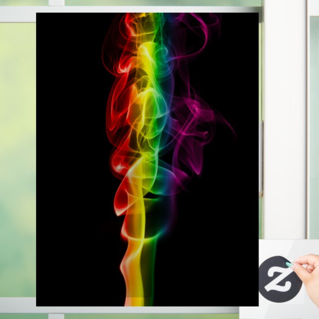 SlipperyJoe's smoke vivid rainbow-colours celebrat Window Cling (Home)