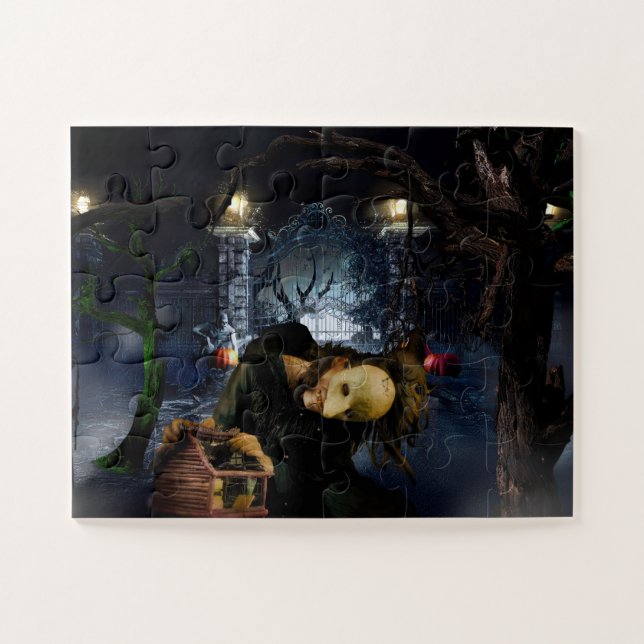 SlipperyJoe's spooky Halloween scary woods large i Jigsaw Puzzle (Horizontal)