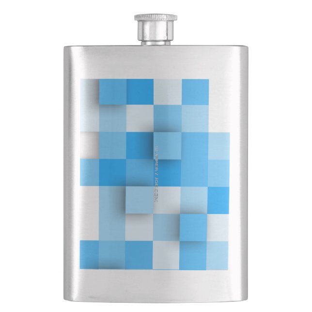 SlipperyJoe's squares artwork mosaic modern three- Hip Flask (Front)