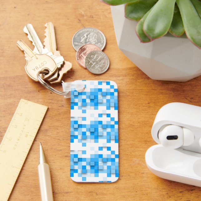 SlipperyJoe's squares artwork mosaic modern three- Keychain (Desk)