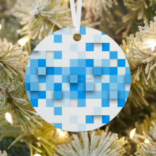 SlipperyJoe's squares artwork mosaic modern three- Metal Ornament