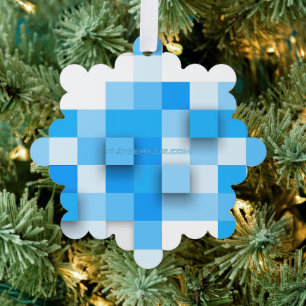 SlipperyJoe's squares artwork mosaic modern three- Ornament Card
