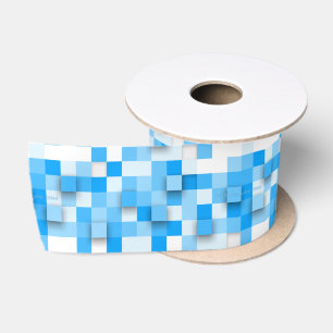 SlipperyJoe's squares artwork mosaic modern three- Satin Ribbon