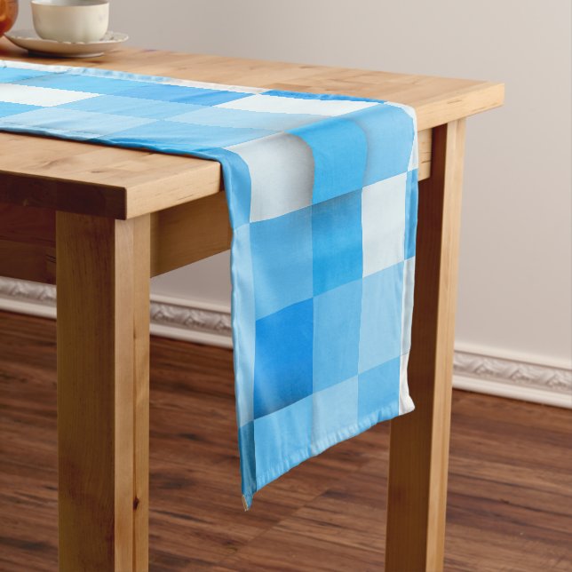 SlipperyJoe's squares artwork mosaic modern three- Short Table Runner (In Situ)