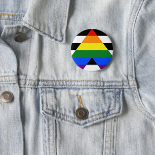 SlipperyJoe's Straight Ally Flag gay gifts LGBTQIA 2 Inch Round Button