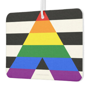 SlipperyJoe's straight ally flag smooth rainbow gr Air Freshener