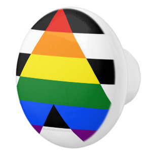 SlipperyJoe's straight ally flag smooth rainbow gr Ceramic Knob