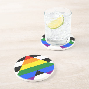 SlipperyJoe's straight ally flag smooth rainbow gr Coaster