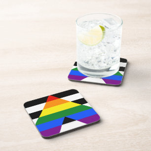 SlipperyJoe's straight ally flag smooth rainbow gr Coaster